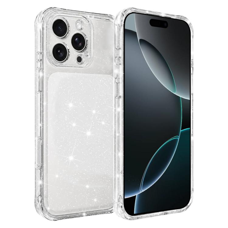Custodia per telefono IMD glitterata antiurto con angoli imbottiti ad aria, For iPhone 16 Pro, For iPhone 16, For iPhone 15 Pro Max