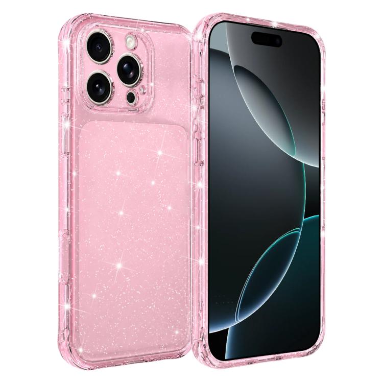 Custodia per telefono IMD glitterata antiurto con angoli imbottiti ad aria, For iPhone 16 Pro, For iPhone 16, For iPhone 15 Pro Max
