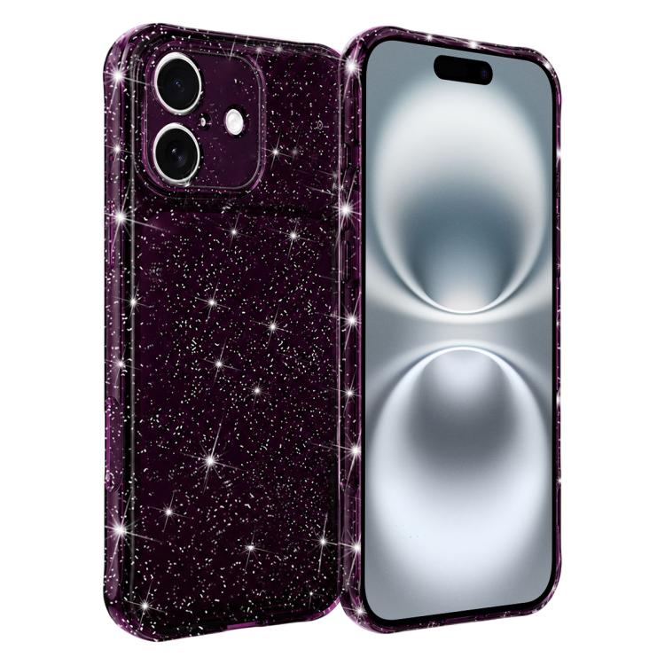 Custodia per telefono IMD glitterata antiurto con angoli imbottiti ad aria, For iPhone 16 Pro, For iPhone 16, For iPhone 15 Pro Max
