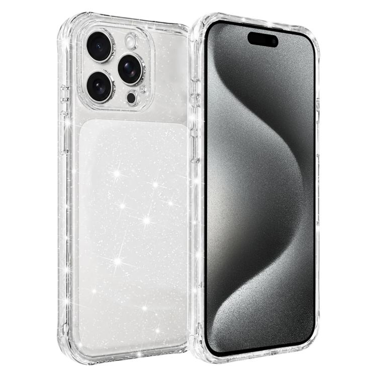 Custodia per telefono IMD glitterata antiurto con angoli imbottiti ad aria, For iPhone 16 Pro, For iPhone 16, For iPhone 15 Pro Max