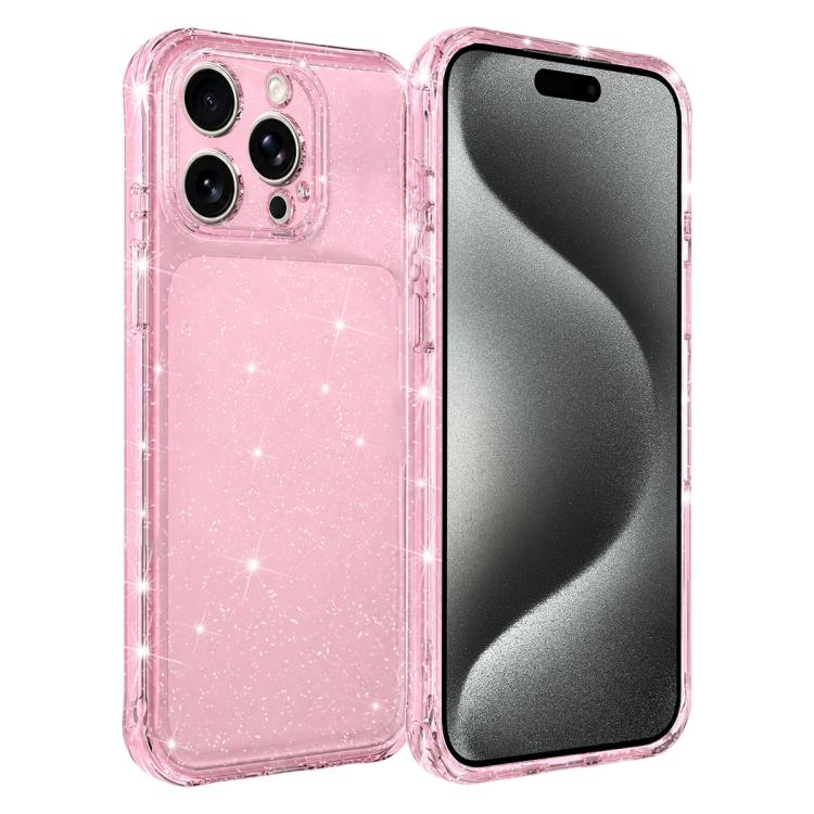 Custodia per telefono IMD glitterata antiurto con angoli imbottiti ad aria, For iPhone 16 Pro, For iPhone 16, For iPhone 15 Pro Max