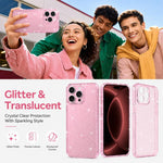 Custodia per telefono IMD glitterata antiurto con angoli imbottiti ad aria, For iPhone 16 Pro, For iPhone 16, For iPhone 15 Pro Max