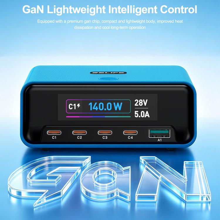 Caricabatterie intelligente multiporta GaN RELIFE Q8 165W con display digitale