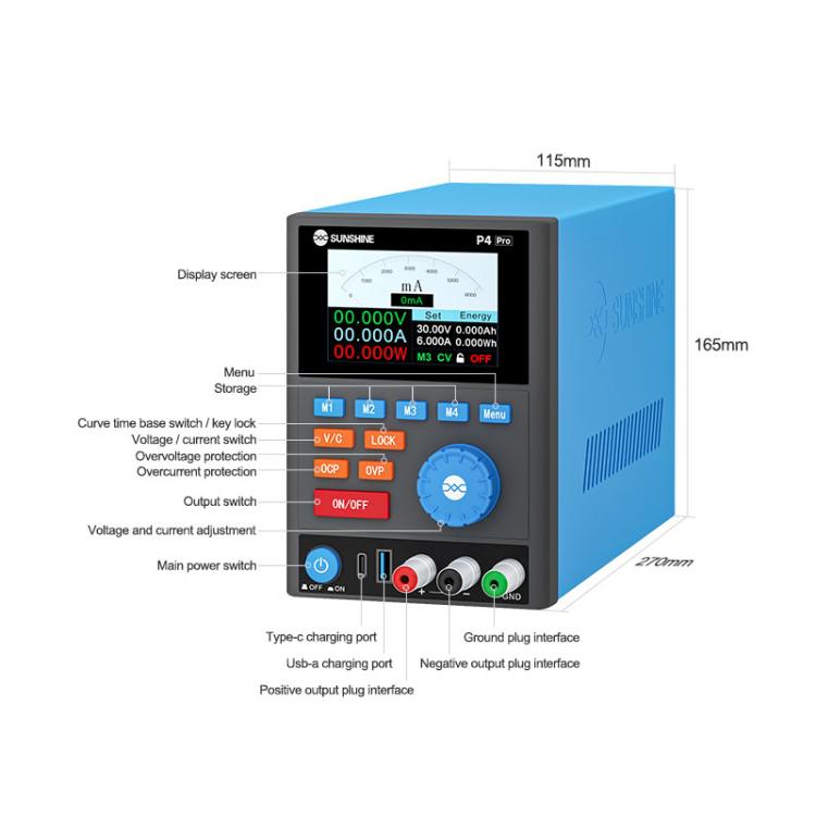 Alimentatore DC regolato intelligente SUNSHINE P4 Pro 30V / 6A, AU Plug, EU Plug, UK Plug, US Plug