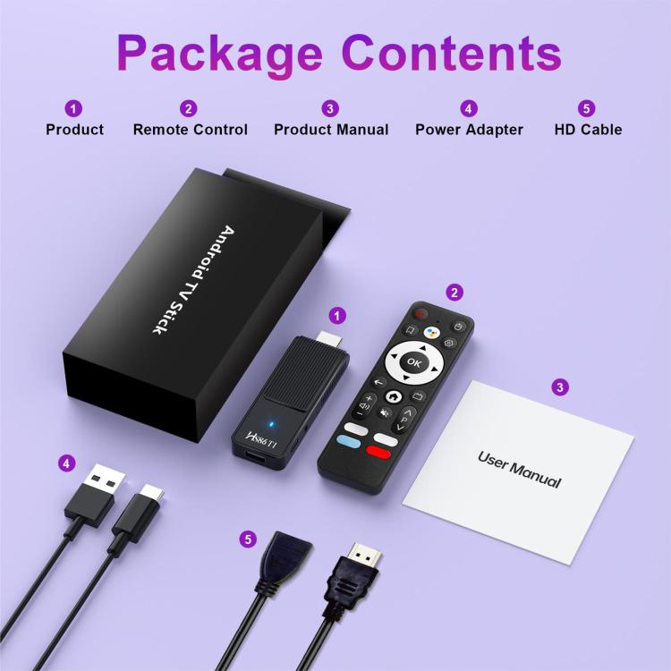 HS86 T1 Mini TV Stick Android 14 2GB+16GB con telecomando