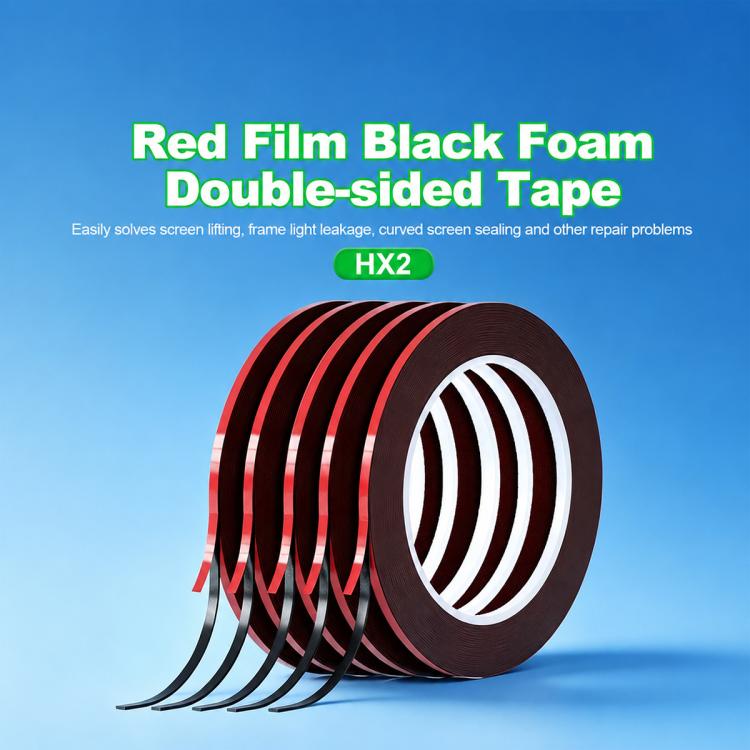 RELIFE HX2 Nastro biadesivo 5 in 1 con pellicola rossa e schiuma nera, 3mm x 10m