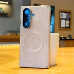 Custodia magnetica per telefono con doppia cerniera e texture denim, effetto galvanizzato., For Galaxy Z Fold8 5G, For Galaxy Z Fold8 Ultra 5G, For Galaxy Z Fold7 / W26