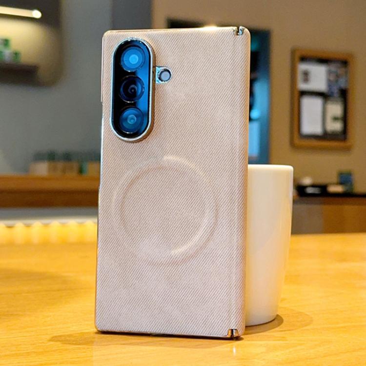 Custodia magnetica per telefono con doppia cerniera e texture denim, effetto galvanizzato., For Galaxy Z Fold8 5G, For Galaxy Z Fold8 Ultra 5G, For Galaxy Z Fold7 / W26