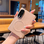 Custodia magnetica per telefono con doppia cerniera e texture denim, effetto galvanizzato., For Galaxy Z Fold8 5G, For Galaxy Z Fold8 Ultra 5G, For Galaxy Z Fold7 / W26