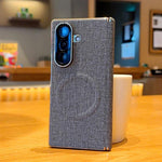 Custodia magnetica per telefono con doppia cerniera e texture in tessuto galvanizzato, For Galaxy Z Fold8 5G, For Galaxy Z Fold8 Ultra 5G, For Galaxy Z Fold7 / W26