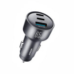Caricabatterie da auto JOYROOM JR-CCN19 da 65 W con 2 porte Type-C e USB-A.