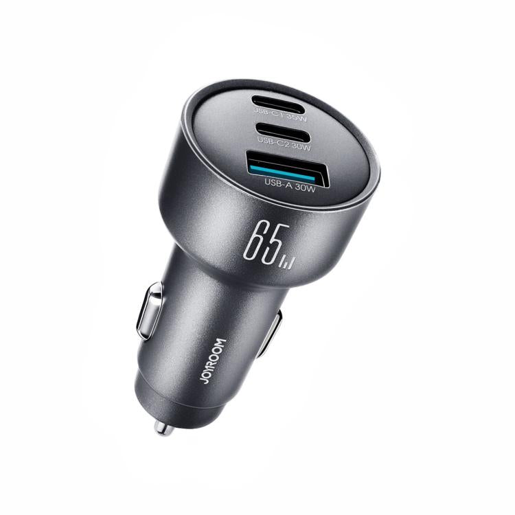 Caricabatterie da auto JOYROOM JR-CCN19 da 65 W con 2 porte Type-C e USB-A.