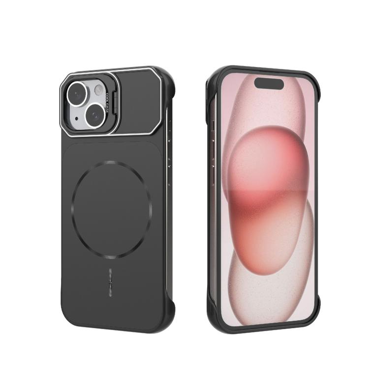 Custodia magnetica in PC senza cornice a copertura parziale per iPhone 15 Pro
