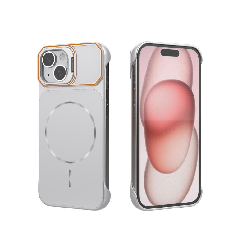 Custodia magnetica in PC senza cornice a copertura parziale per iPhone 15 Pro