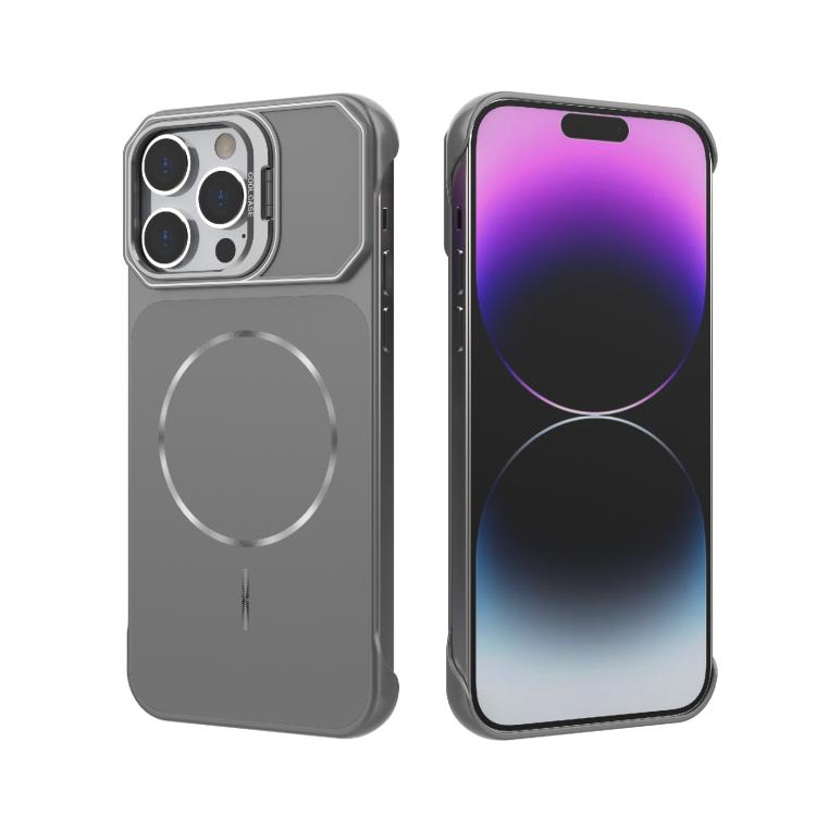 Custodia magnetica in PC senza cornice a copertura parziale per iPhone 14 Pro e