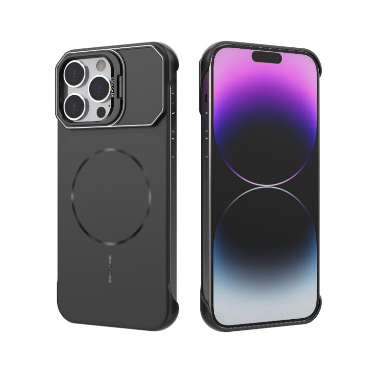Custodia magnetica in PC senza cornice a copertura parziale per iPhone 14 Pro e