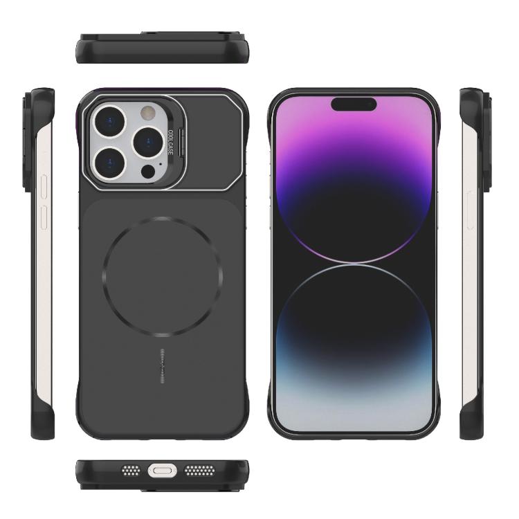 Custodia magnetica in PC senza cornice a copertura parziale per iPhone 14 Pro e