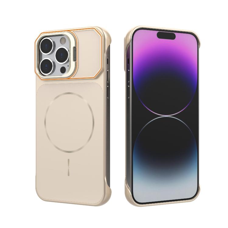 Custodia magnetica in PC senza cornice a copertura parziale per iPhone 14 Pro e