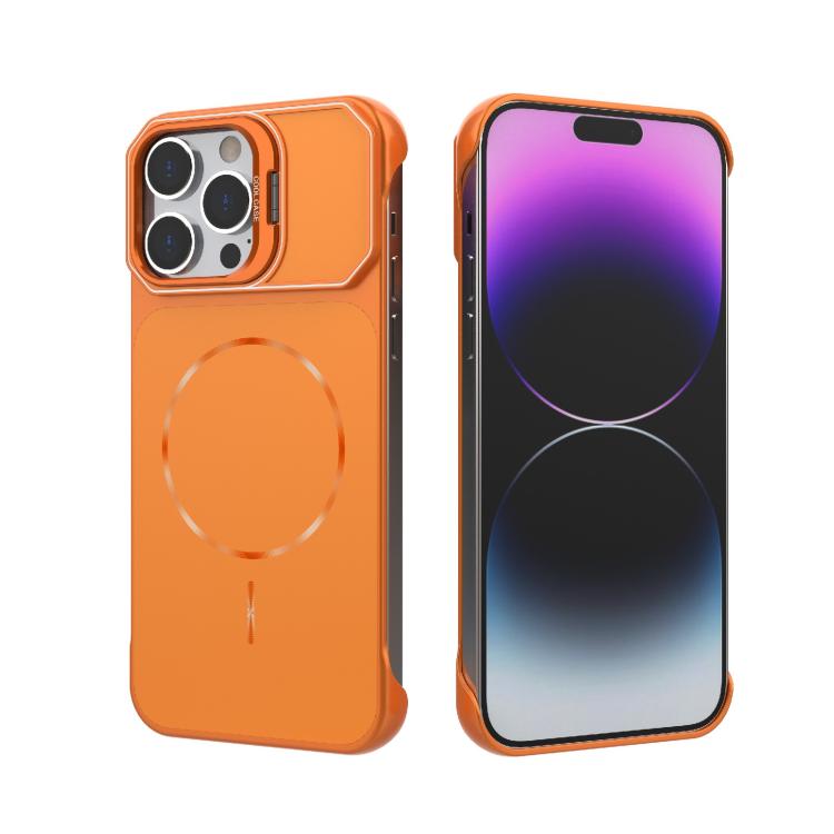 Custodia magnetica in PC senza cornice a copertura parziale per iPhone 14 Pro e