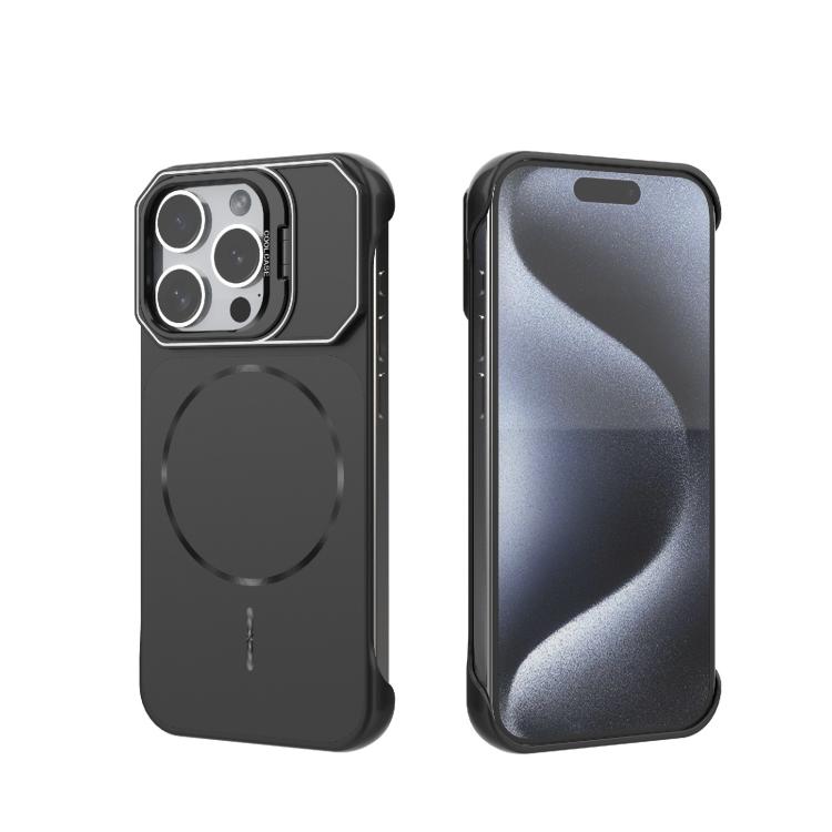 Custodia magnetica in PC senza cornice a copertura parziale per iPhone 15 Pro