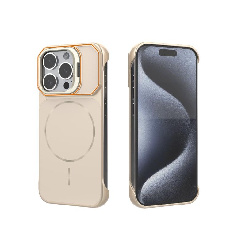 Custodia magnetica in PC senza cornice a copertura parziale per iPhone 15 Pro