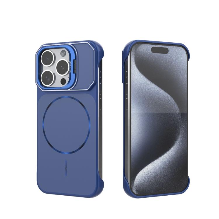 Custodia magnetica in PC senza cornice a copertura parziale per iPhone 15 Pro