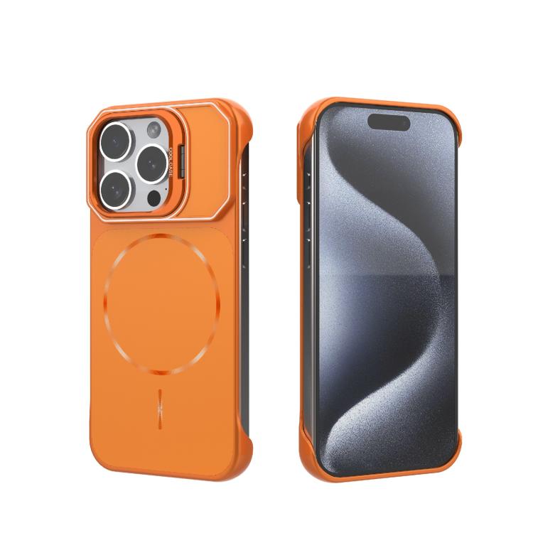 Custodia magnetica in PC senza cornice a copertura parziale per iPhone 15 Pro