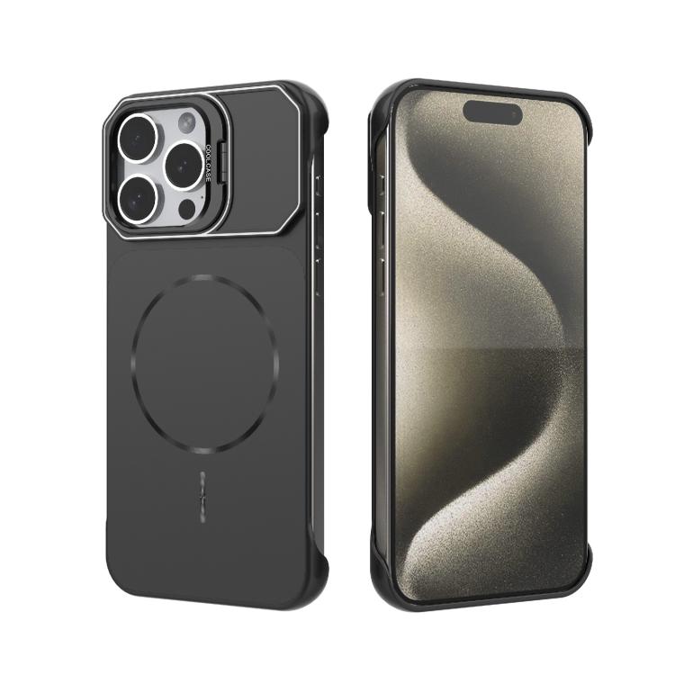 Custodia magnetica in PC senza cornice a copertura parziale per iPhone 15 Pro