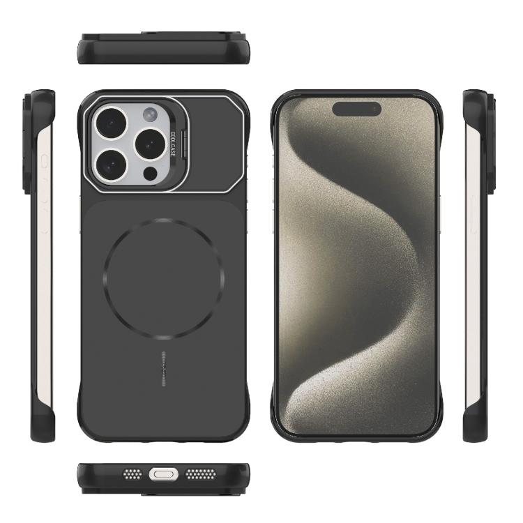 Custodia magnetica in PC senza cornice a copertura parziale per iPhone 15 Pro