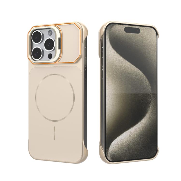 Custodia magnetica in PC senza cornice a copertura parziale per iPhone 15 Pro
