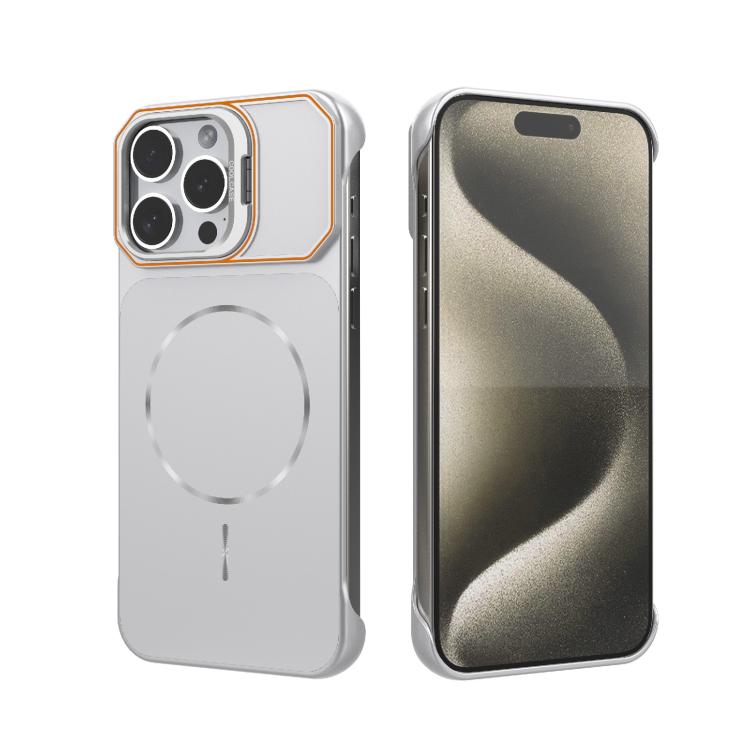 Custodia magnetica in PC senza cornice a copertura parziale per iPhone 15 Pro