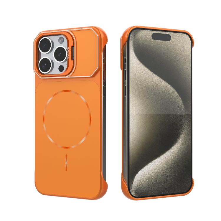 Custodia magnetica in PC senza cornice a copertura parziale per iPhone 15 Pro