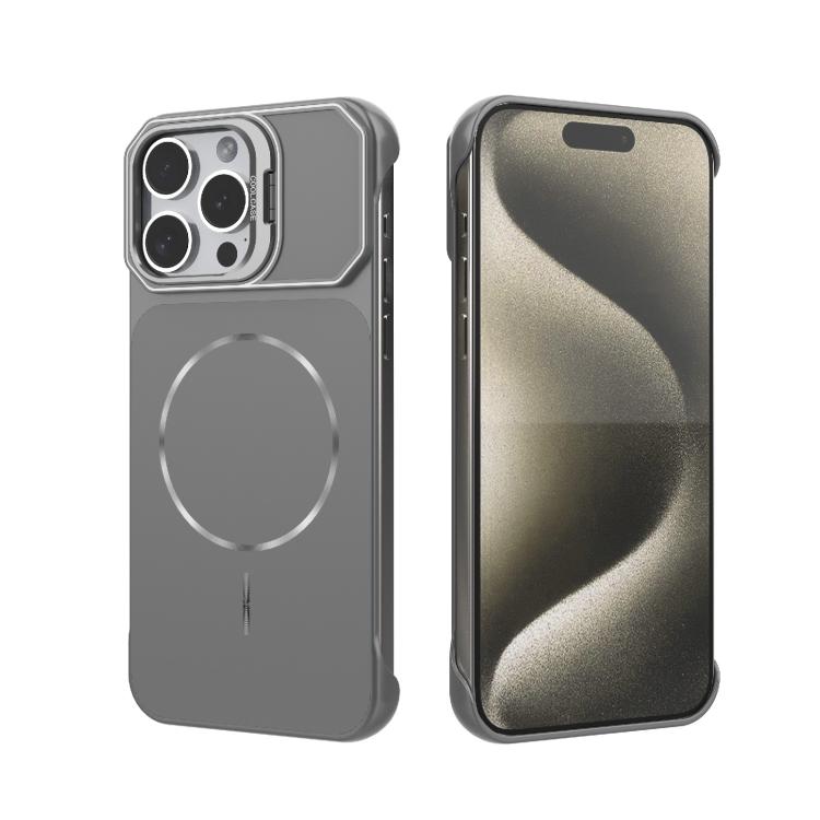 Custodia magnetica in PC senza cornice a copertura parziale per iPhone 15 Pro