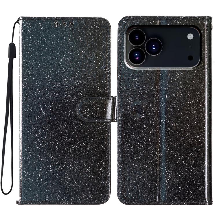 Custodia in pelle con glitter a libro per iPhone 18 Pro