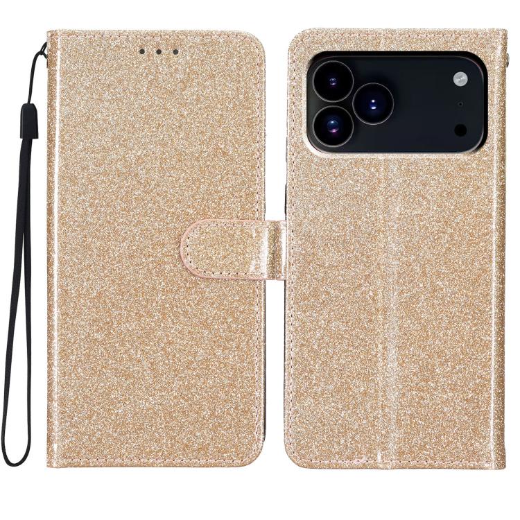 Custodia in pelle con glitter a libro per iPhone 18 Pro