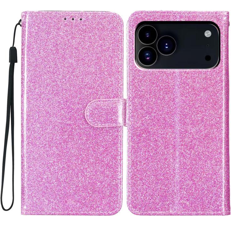 Custodia in pelle con glitter a libro per iPhone 18 Pro