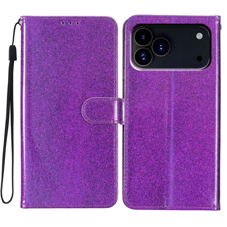 Custodia in pelle con glitter a libro per iPhone 18 Pro