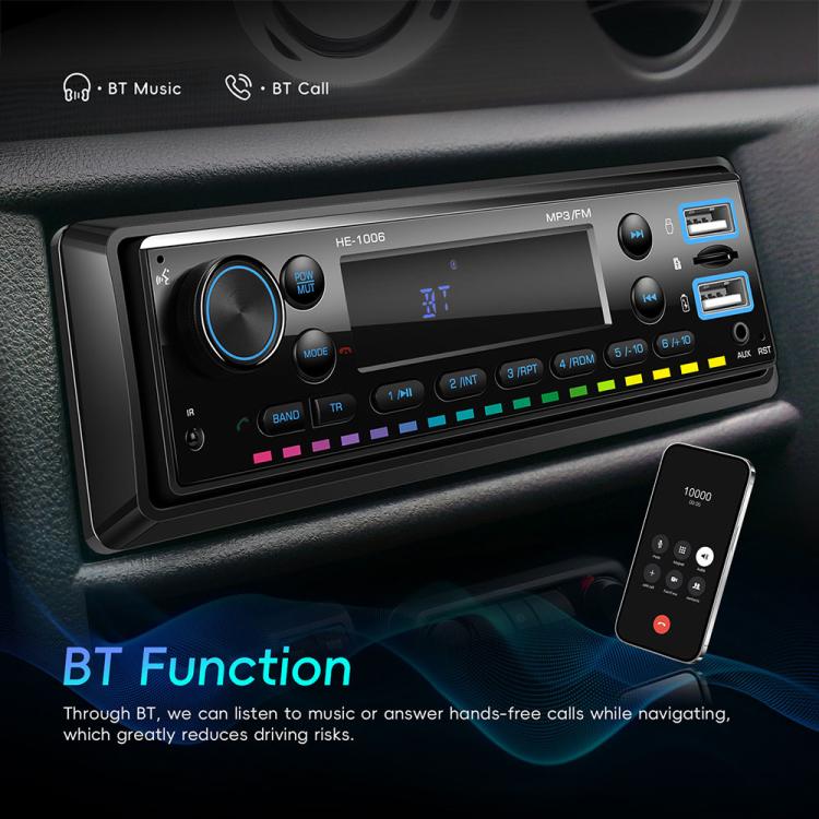 Autoradio universale singolo DIN con Bluetooth, lettore MP3 e radio FM., Standard without Memory Card, Standard with 64GB Memory Card
