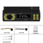 Autoradio universale Single-DIN con Bluetooth, lettore MP3, radio FM e supporto per telefono.