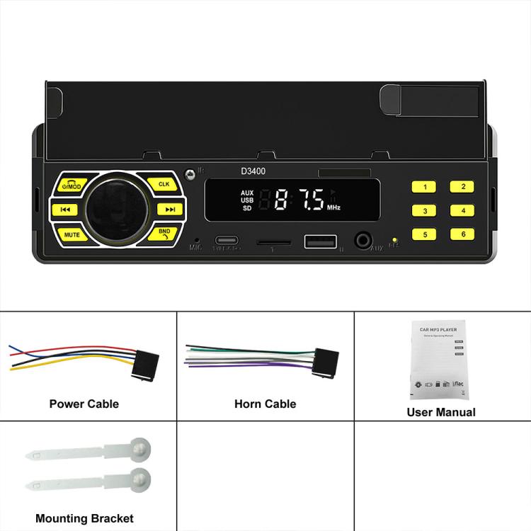 Autoradio universale Single-DIN con Bluetooth, lettore MP3, radio FM e supporto per telefono.