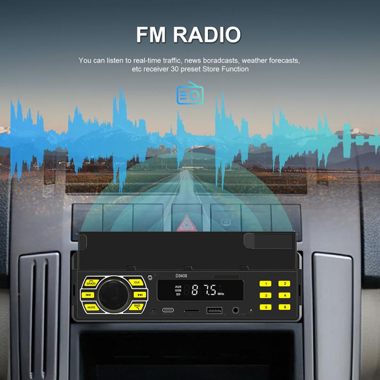 Autoradio universale Single-DIN con Bluetooth, lettore MP3, radio FM e supporto per telefono.