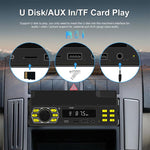 Autoradio universale Single-DIN con Bluetooth, lettore MP3, radio FM e supporto per telefono.