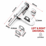 Serratura a scrocco scorrevole in acciaio inox 201, catenaccio a cilindro per porte, resistente, 4 inch, 6 inch, 8 inch