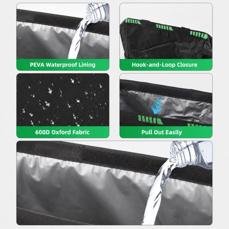 Borsa portaoggetti per auto, gancio per sedile posteriore, cestino della spazzatura, Black Green, Black, Black Green + Trash Bags, Black + Trash Bags, Black Green + Tissue Bag
