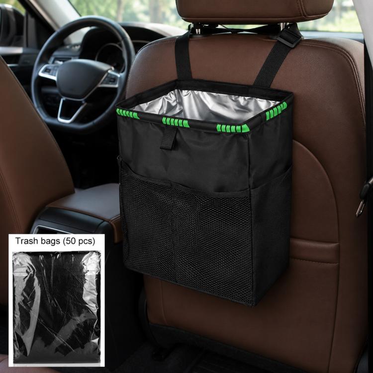 Borsa portaoggetti per auto, gancio per sedile posteriore, cestino della spazzatura, Black Green, Black, Black Green + Trash Bags, Black + Trash Bags, Black Green + Tissue Bag