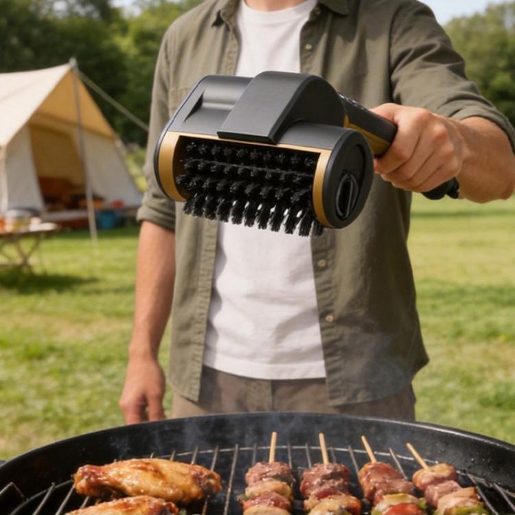 Spazzola elettrica per la pulizia del barbecue con 3 testine intercambiabili