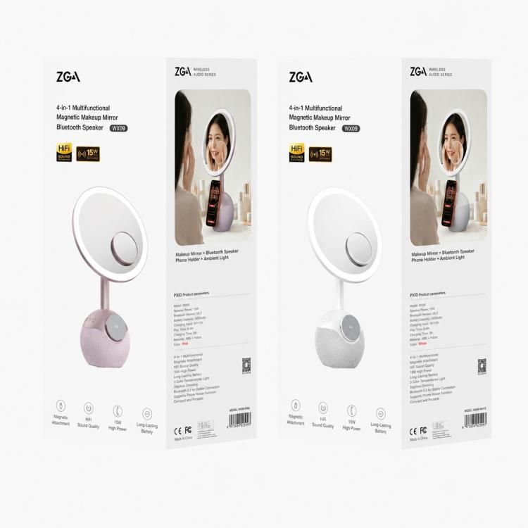 ZGA WX09 Specchio per il trucco magnetico multifunzione 4 in 1 con altoparlante Bluetooth