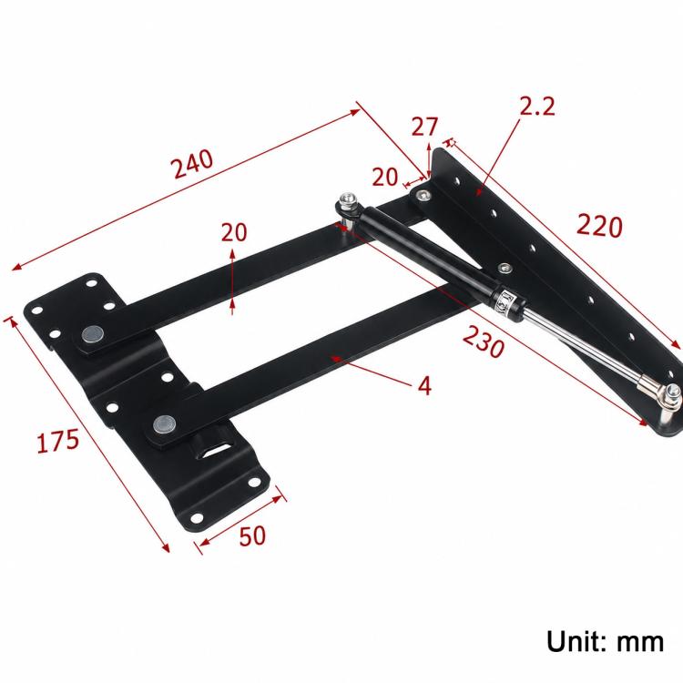 Confezione da 2 pezzi di supporto per mobili, staffa di sollevamento per tavolino da caffè con meccanismo di sollevamento del piano., Pneumatic Style, Spring Style
