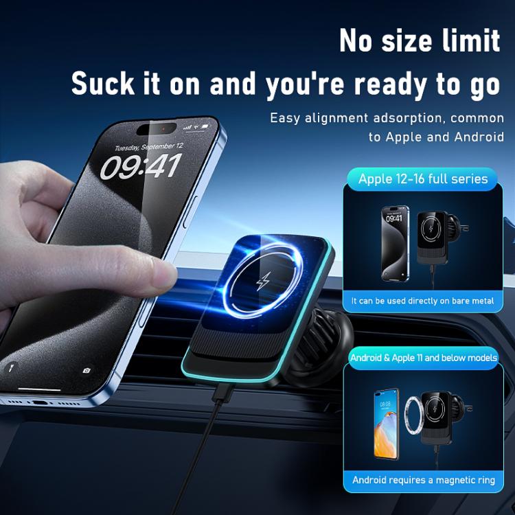 Supporto magnetico in acrilico per caricabatterie wireless da auto MDX-T6