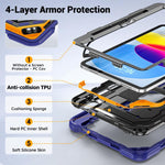Custodia per tablet resistente con scomparto per penna, cinturino e ampio supporto., For iPad 2025 / 2022